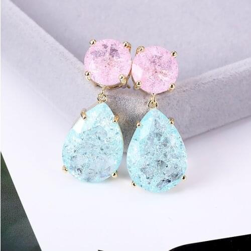 XIUMEIYIZU Large Ice Stone Tourmaline Earrings Water Drop Shape Cubic Zirconia Stone Luxury Fashion Female Wedding Earring