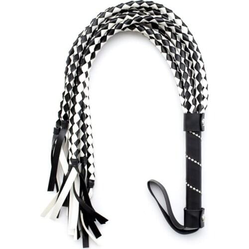 Candiway 80CM Premium Leather Hand-Knitted Long Whip Cool Design BDSM Fetish Flogger Adult Erotic Toys For Couples 1PC