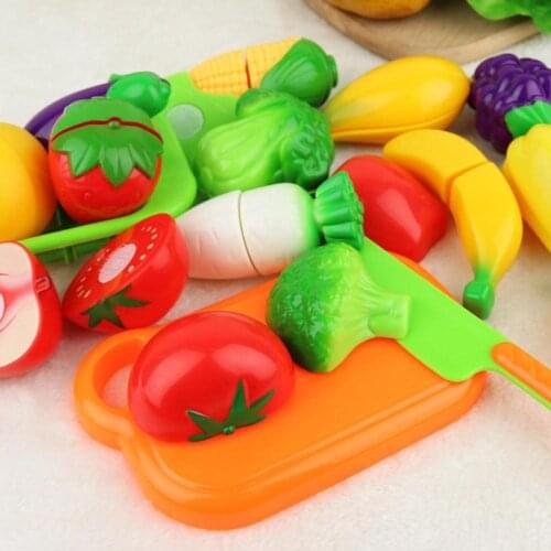 Kids Kitchen Pretend Play Toys Plastic Food Toys Cartoon Cutting Fruit Vegetable Food Education Pretend Play Toy Gifts For Child