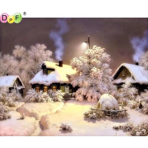 DPF DIY 5D Winter snow house home decor mosaic full square diamond painting cross stitch diamond embroidery crafts Kits scenery