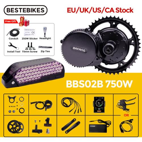Bafang Motor48V 750W BBS02B BBS02 Mid Drive Motor 8fun Electric Bike Engine Conversion Kit 48V19.2Ah Lithium Battery Bicycle