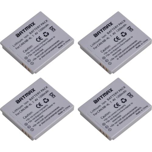 NB-4L NB4L NB 4L Battery(4-Pack) for Canon IXUS 50 55 60 65 80 75 100 I20 110 115 120 130 IS 117 220 225 230 255 HS SD780 SD960