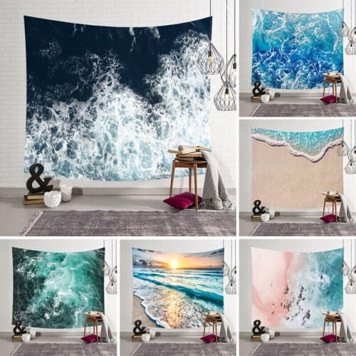 Faroot Sandy beach tapestry 95x73 cm (brushed) Hanging Cartoon Sea Waves Art Wall Hippie Tapestry Home Decor Yoga Beach Towel