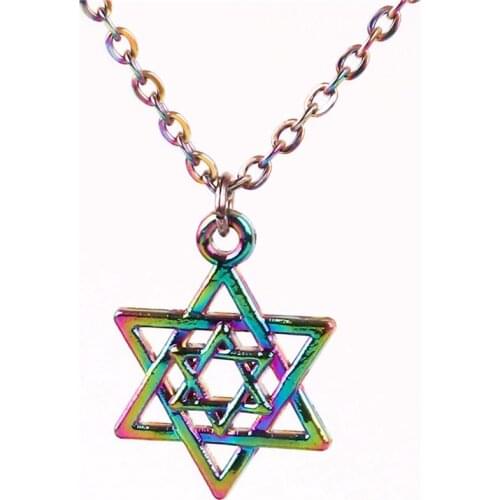 Gothic Star of David Amulet Wicca Pendant Chain Necklaces Pentagram Supernatural Statement Men Choker Party Gift Jewelry Making