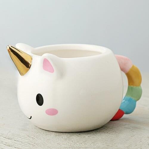 New Cute Unicorn Ceramic Mug 300ml Unicorn Mugs Cup Creative 3D Coffee Mug Gold Stereo best gift for friends