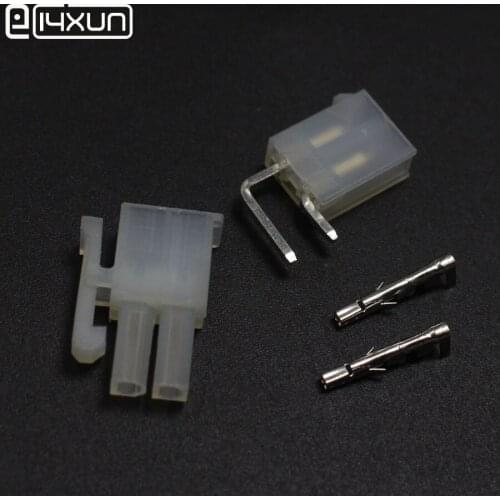 5sets 5557 5569 2P Bend Pin Wire Terminals Electrical Connector 4.2mm 2Pin Right Angle Plug jack for Car Auto PC ATX