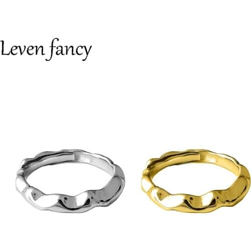 925 Sterling Silver Ring Irregular Wave Ring Adjustable 18k Gold Ring For Women Female Girl Elegant Fine Jewelry 925 Silver Gift