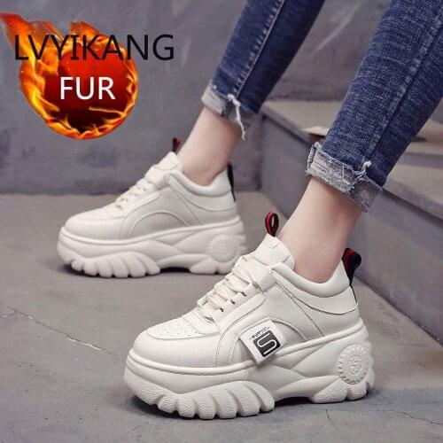 Women Platform Sneakers Zapatos Dorados Para Mujer Female Shoes White Sneakers Breathable Woman Chunky Shoes Tenis Feminino Dad