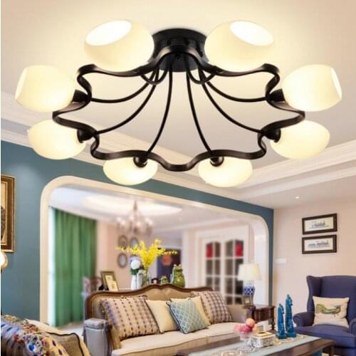 LOFT American Country Vintage rounded Iron Glass Ceiling Light Bedroom Balcony Lamp Dining Room Light