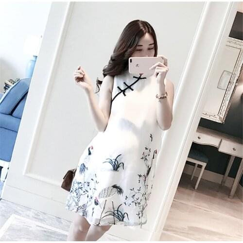 Fashion maternity pregnant dress Summer Clothes China national style sleeveless Dress shirt Elegant Pregnancy Cheongsam dress