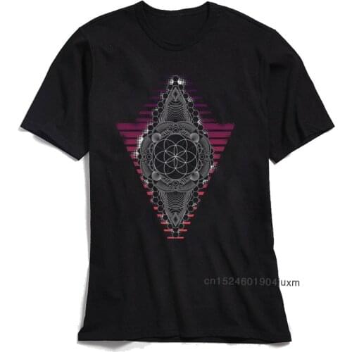 Seed Of Life Men T Shirts Summer T-Shirt 2018 Popular Geometric Mandala Tshirt Short Sleeve Tops Crewneck 100% Cotton Black Tee