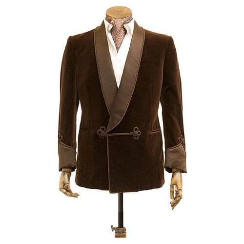 2020 Velvet Smoking Suit Men Latest Designs Double Breasted Smoking Blazer Dinner Jacket Shawl Lapel Formal Night Mens Jacket