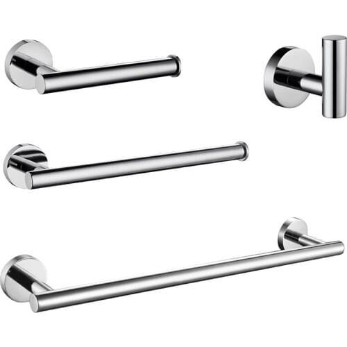 Shining Mirror Bathroom Hardware Set Round Towel Bar Toilet Paper Holder Towel Ring Robe Hook Stainless Steel DIY