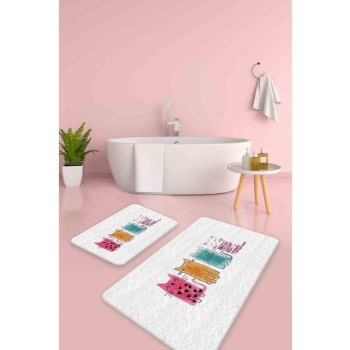 Cute Cats 2 Pieces Bath Mat Set 100X60CM-50X60CM
