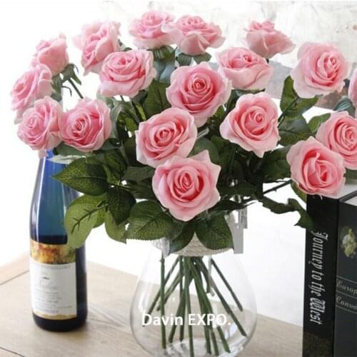 New Silk Euro Rose Artificial Decorative Flower branch Home Festival Christmas Decoration Wedding Bridal Bouquet decoration