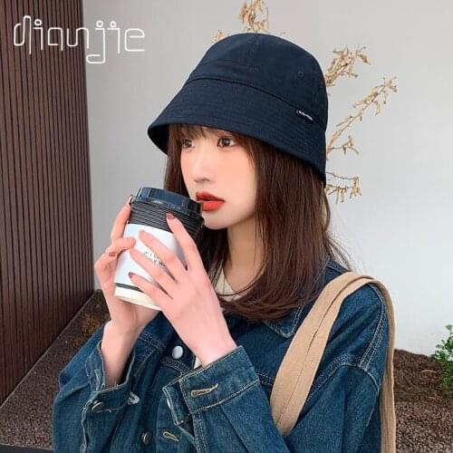2021 spring Womens bucket hat Unisex Bob Caps Hip Hop Gorros Mens panama Summer Hat Beach Sun Fishing boonie black solid cap