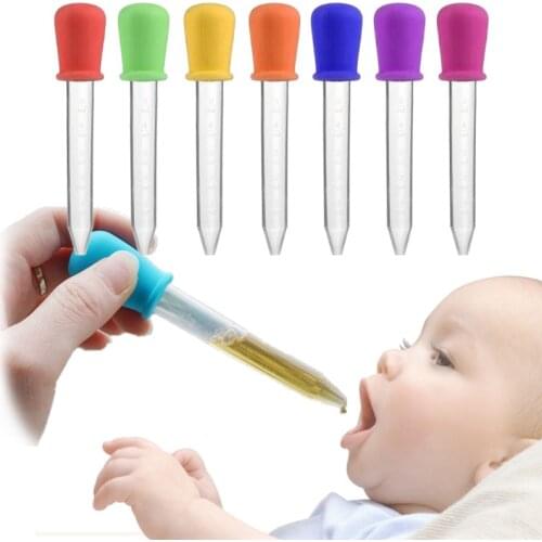 1 Pcs 5ml Silicone Pipette Liquid Food Dropper Plastic Baby Feeding Medicine Dropper Spoon Burette Infant Utensils