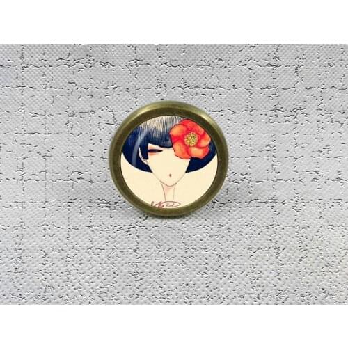 Red Flower Girl Dresser Drawer Knobs Vintage Style DIY Knobs Copper Sliver Bronze Modern Funiture Door Cabinet Handles Hardware