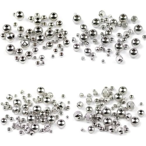Stainless steel Spacer Round ball beads 3/4/5/6/8MM Metal Charm Loose beads for Jewelry bracelet making DIY accessories Findings