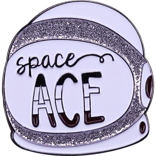 Space Ace helmet pin asexual pride LGBTQA+ vintage style astronaut science nerd gift