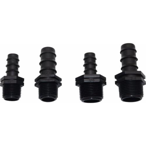 20 Pcs Connections to a water pipe 1/2"" 3/4"" male Threaded Barbed Water Connectors DN16 DN20 pipe fittings plastic
