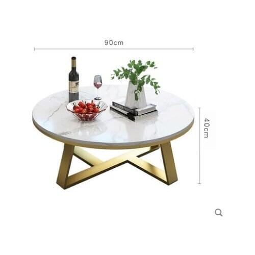 Modern minimalist marble coffee table side combination Nordic light luxury living room small apartment net red wrought iron roun