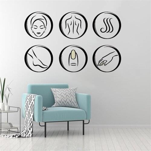Spa Salon Massage Care and Beauty Bath Relax Vinyl Wall Decal Home Decor Living Room Art Mural Removable Wall Stickers ov91