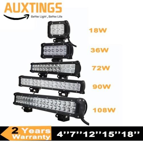4 7 12 15 18 inch 18W 36W 72W 90W 108W LED Work Light Bar for Motorcycle Tractor Boat Off Road 4WD 4x4 Truck SUV ATV