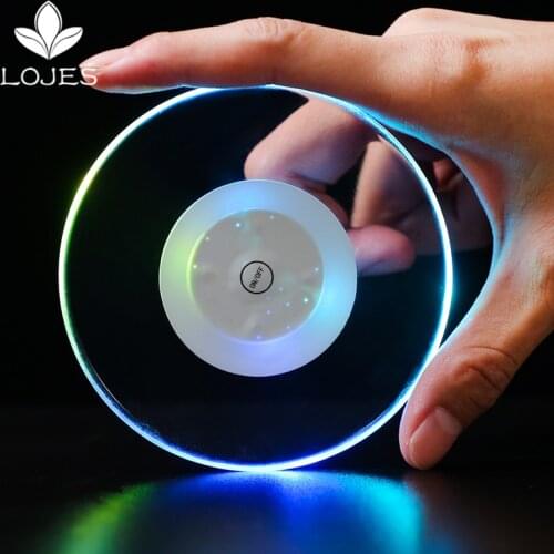 LED Bar Luminescent Bar Mat And Round 7 - Colored Cup Pad KTV Light Base Gravity Induction Battery Bar Tools