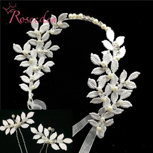 Handmade Romantic Bride Tiaras White Flower Bridal Headbands Hairpiece With Hair Pins Clips Wedding Hair Jewelry RE3030