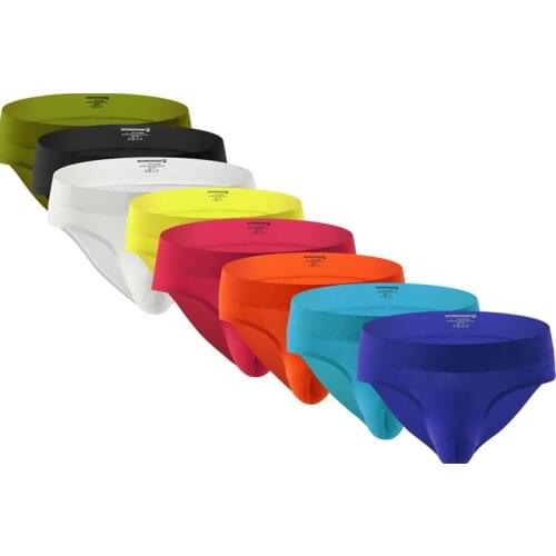 8PCS Mens Sexy Breathable Underwear Comfortable Briefs Seamless Underwear U Convex Pocket Ultra-thin Underpants Male Low Waist