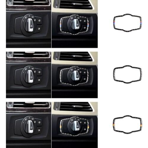 Carbon Fiber Headlight Switch Decorative Frame Emblem Car Sticker Styling for BMW E90 E92 E93 Modification 320i 325i 3 Series