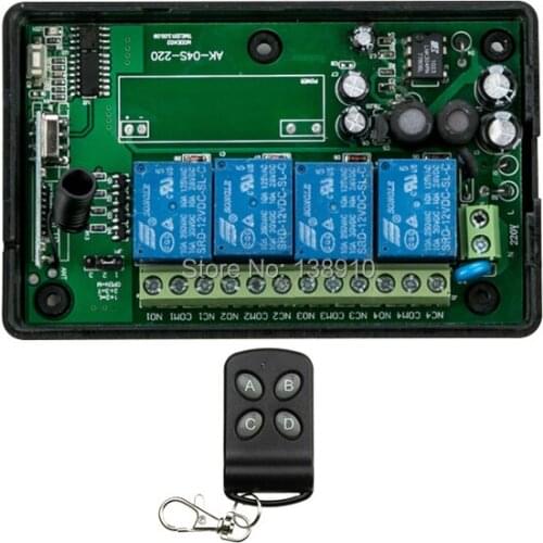 Smart Home 85v~250V 110V 220V 4CH RF Wireless Remote Control Relay Switch Security System Garage Doors,Gate Electric Doors