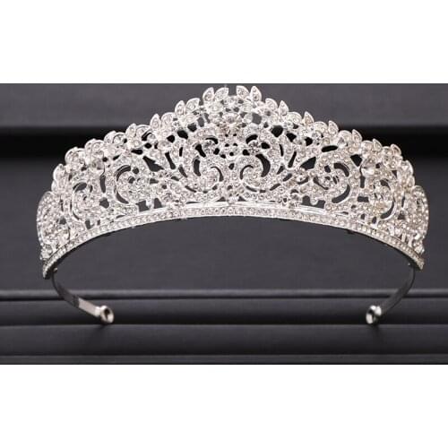 Vintage Silver Color Crystal Crown Princess Rhinestone Prom Pageant Crowns For Women Wedding Tiara For Bride Hair Accessories