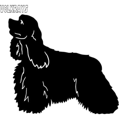 Volkrays Funny Car Sticker American Cocker Spaniel Dog Accessories Reflective Waterproof Vinyl Decal Black/Silver,11cm*13cm