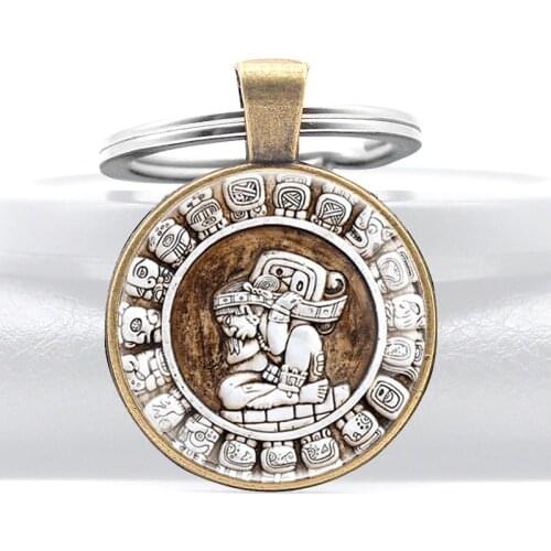 Mysterious Calendar Of The Maya Tribe Design Glass Dome Pendant Keychains