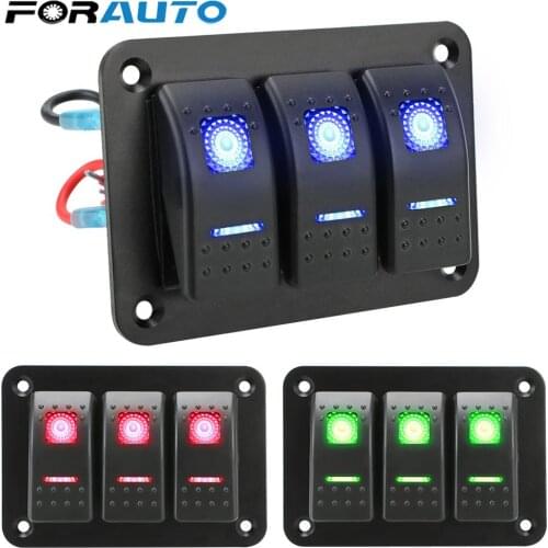 Overload Protection DC 12V/24V 3 Gang Rocker Switch Panel ON/OFF Lights Car Truck Marine Ship Circuit Breaker With Icon Sticker