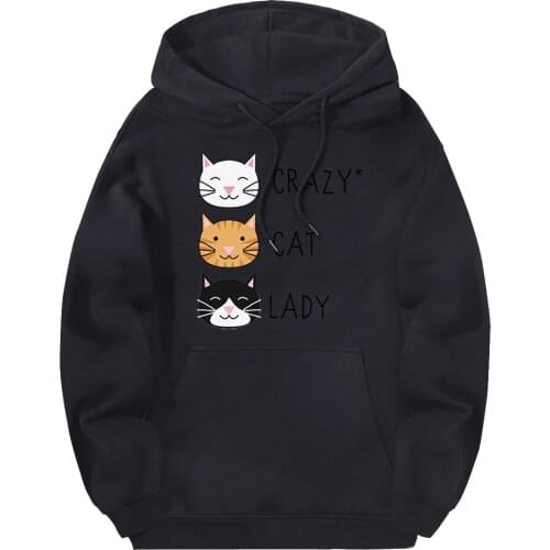 Crazy Cats Lady Hipster Hooded Sweatshirts Men Streetwear Harajuku Pullovers Hip Hop Clothes Male Hoodies Outdoor Moletom Homme