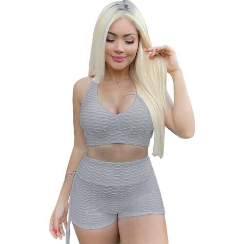 Womens Summer Professional Yoga Suit Sportswear Outodoor Vacation Sexy Solid Tight Two Piece Sleeveless Quick Dry Sportswear