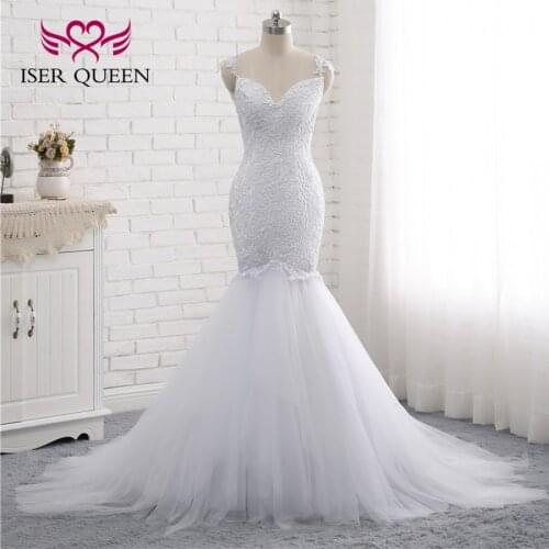 Special Straps Appliques Pearls Sweetheart Neckline Sexy Illusion Backless Mermaid Wedding Dresses vestidos de novia 2019W0303