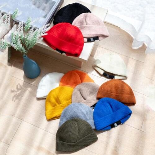 Winter Hats Solid Hip Hop Beanie Skullcap Knitted Hat Soft Women Men Unisex Casual Solid Warm Melon Cap With Adjustable Button