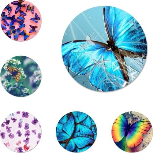 58mm Color Butterflies and flowers Icons Pins Badge Decoration Brooches Metal Badges For Clothes Backpack Decoration