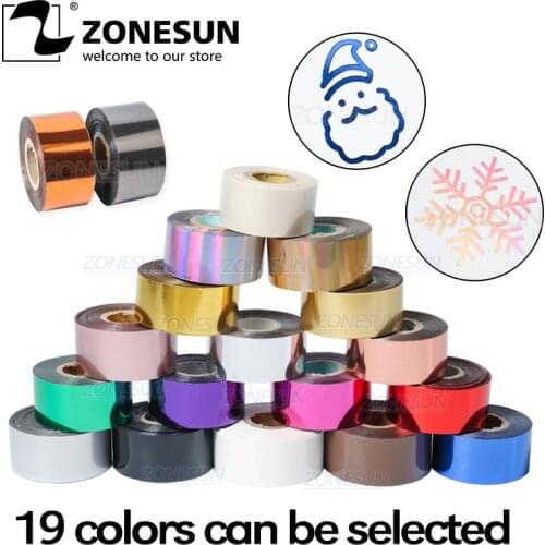 ZONESUN Hot Stamping Foil 3cm Hot Stamp Ribbon Date Coding Foil Paper Hot Embossing Foil Paper Make Colorful Logo