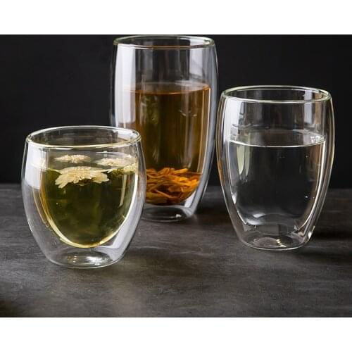 1Pc Double Wall Wine Glass Cup Transparent Tea Coffee Mug Ice Beer Heat Resistant High-capacity Creative Milk Juice Bicchiere