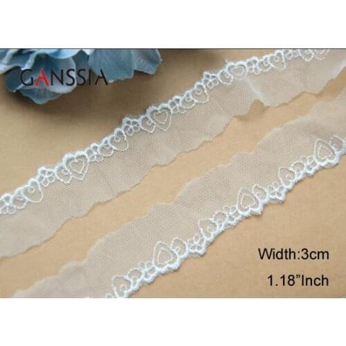 1 YARD Width: 3cm Sweet Heart Quality Cotton Laces Trim Ivory White for DIY Clothing Decoration(SS-2208)