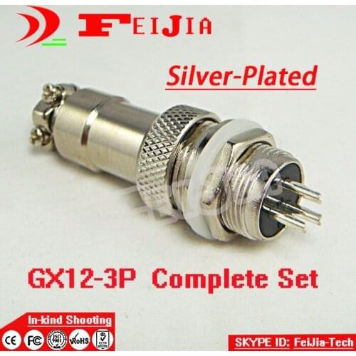 10set/pack 3 Pin 12mm [Silver-plated] Wire Panel Connector kit GX12-3P Socket+Plug,RS765 Aviation plug interface Free Shopping