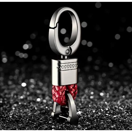 2020 High-Grade Women Men Key Chain Car KeyChain Woven PU Leather 360 Degree Rotating Buckle Key Ring Holder Charm Bag Pendant