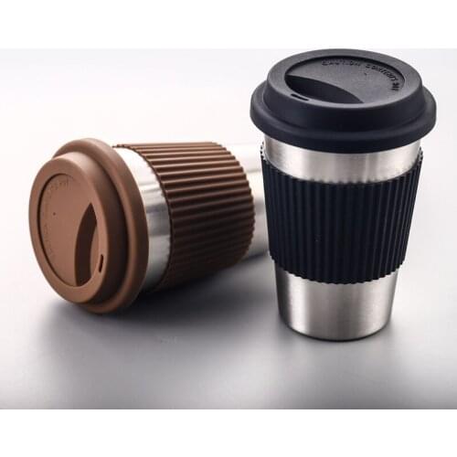 500ml Stainless Steel Coffee Cup with Silicone Lids Sleeves Keep Drink Hot and Cold for Tea Coffee Mug Office Portable Travel