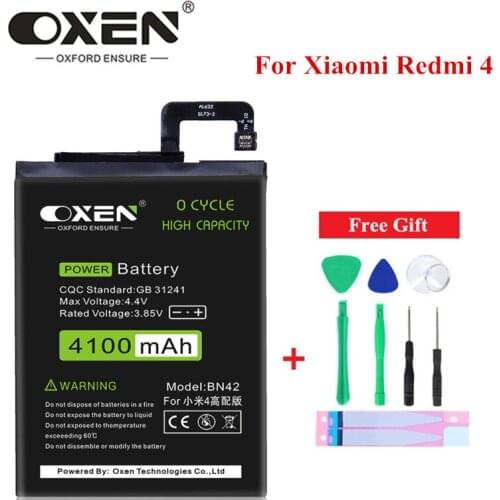 OXEN 4100mAh BN42 Phone Battery for Xiaomi Redmi 4 Replacement Bateria BN 42 Lithium Polymer Rechargeable Batteries
