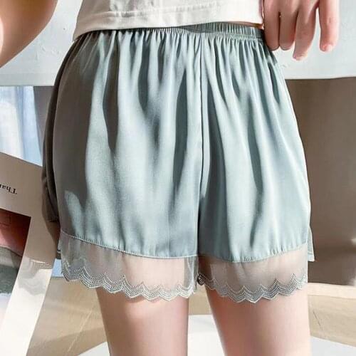 Satin Safety Shorts Summer Under Skirt Loose Home Lace Boyshorts Hot Pajamas Short Pants Ladies Boxer for Women Plus Size Soft